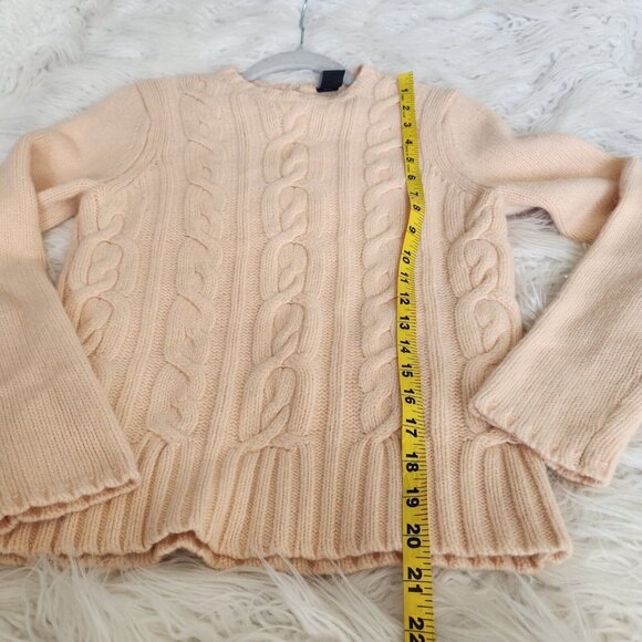 Vtg Y2K GAP Sweater Womens S Cable Knit Wool Angora Cashmere Blend Cropped Peach - Picture 7 of 14